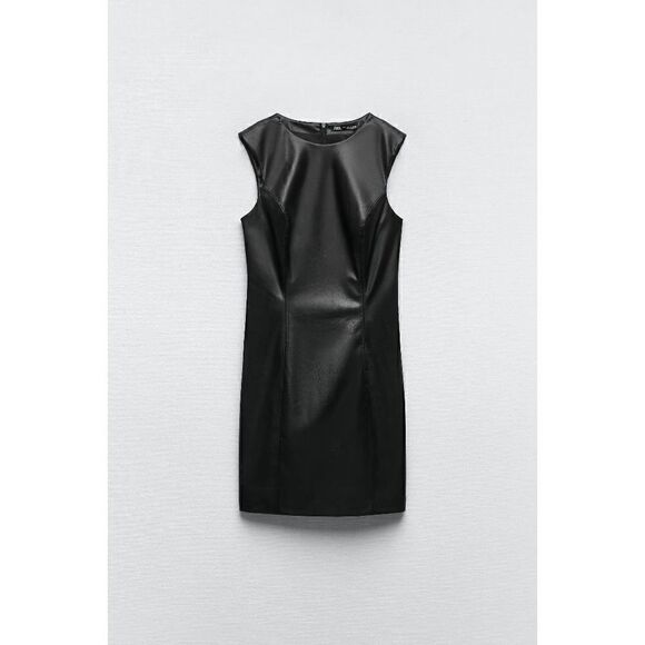 ZARA NWT FAUX LEATHER DRESS ZARA black ⚫️ - Picture 7 of 8